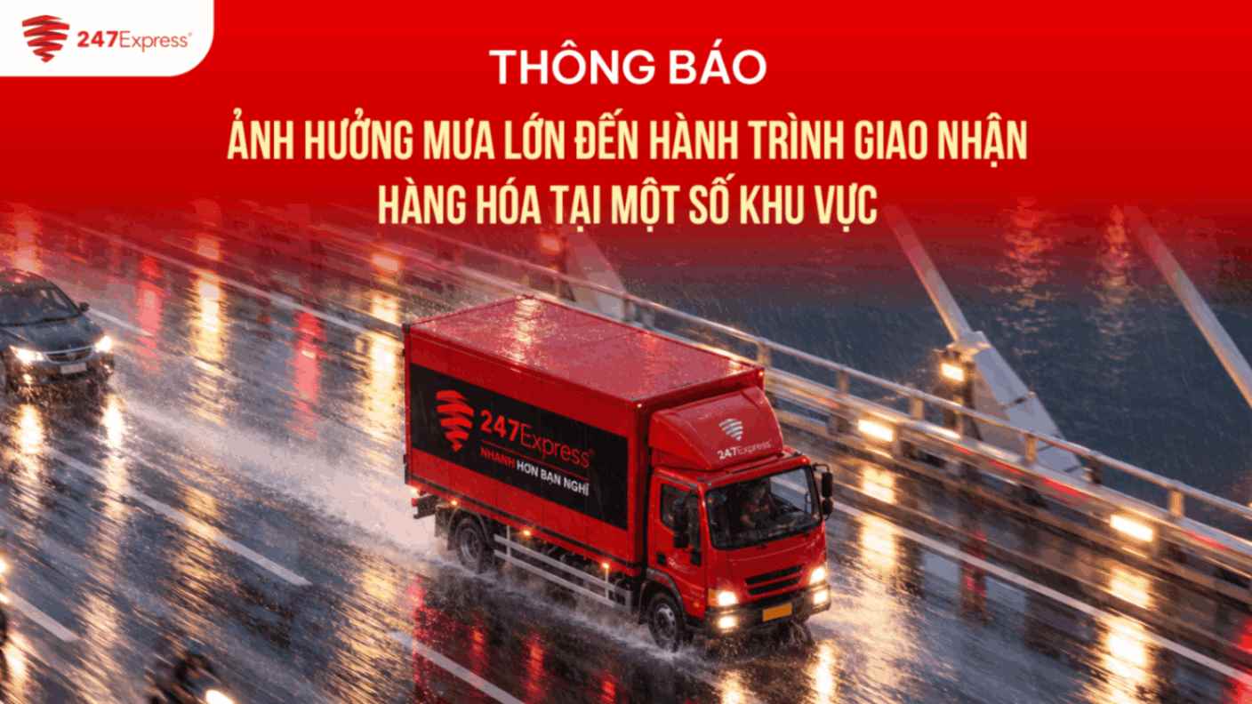 Thông báo: Cập nhật ảnh hưởng mưa lớn đến hành trình giao nhận hàng hóa tại một số khu vực ngày 05/10/2026
